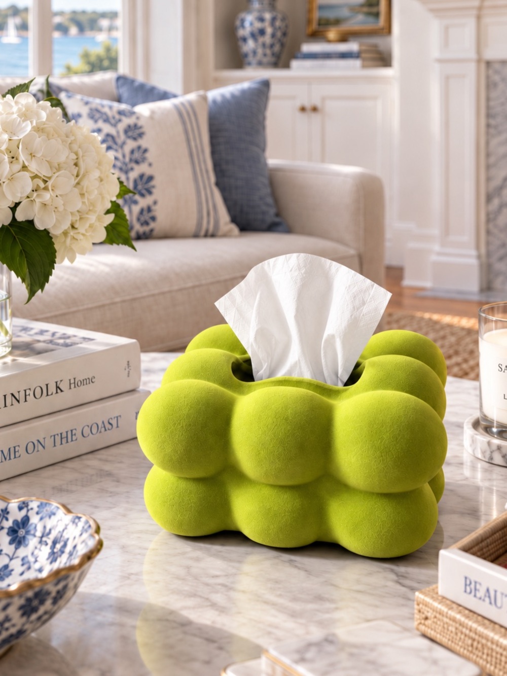 Green Foam Bubble Tissue holder - Home Bath